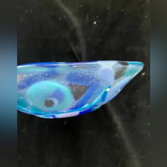 Island Memories Design Glass”Fused Art Glass Handmade 7”x3”Bowl Clear - Picture 5 of 10